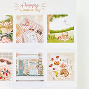 Premium Handmade Sticker Sheet Happy Summer Day 105mm x 148mm -  a sheet on the table