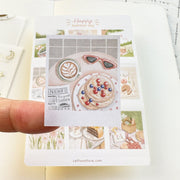 Premium Handmade Sticker Sheet Happy Summer Day 105mm x 148mm -  a piece on the finger and a sheet on the table