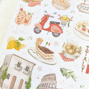 Premium Handmade Sticker Sheet In Love With Italy 105mm x 148mm - a sheet on the table 