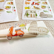 Premium Handmade Sticker Sheet In Love With Italy 105mm x 148mm - 2 pieces and 2 sheets on the table
