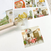 Premium Handmade Sticker Sheet Inspired by Italy 105mm x 148mm - a piece on the stick and a sheet on the table