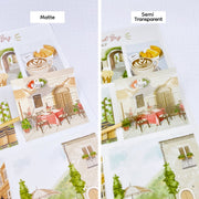 Premium Handmade Sticker Sheet Inspired by Italy 105mm x 148mm - 2 different sheets on the table 