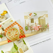 Premium Handmade Sticker Sheet Inspired by Italy 105mm x 148mm - 2 pieces on the stick and a sheet on the table 