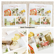 Premium Handmade Sticker Sheet Inspired by Italy 105mm x 148mm - 2 sheets on the table 