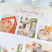 Premium Handmade Sticker Sheet Inspired by Italy 105mm x 148mm - a sheet on the table 