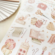 Premium Handmade Sticker Sheet Knitting Crochet 105mm x 148mm - a sheet on the table 