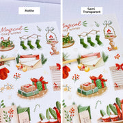 Premium Handmade Sticker Sheet Magical Cozy Winter 105mm x 148mm - 2 pieces and 2 sheets on the table 