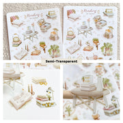 Premium Handmade Sticker Sheet Reading at Home 105mm x 148mm - 2 sheets on the table 