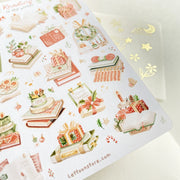 Premium Handmade Sticker Sheet 
Reading in the Winter 105mm x 148mm - a sheet on the table 