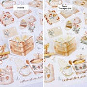 Premium Handmade Sticker Sheet Reading Time 105mm x 148mm - a matte sheet and a semi transparent sheet