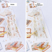 Premium Handmade Sticker Sheet Reading Time 105mm x 148mm - a matte sticker and a semi-transparent sticker