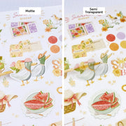 Premium Handmade Sticker Sheet Summer Breeze 105mm x 148mm - 2 sheets on the table 