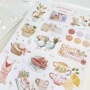Premium Handmade Sticker Sheet Summer Breeze 105mm x 148mm - a sheet on the table 