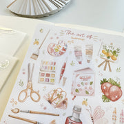Premium Handmade Sticker Sheet The Art of Summer 105mm x 148mm - a sheet on the table 