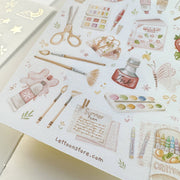 Premium Handmade Sticker Sheet The Art of Summer 105mm x 148mm - a sheet on the table 