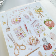 Premium Handmade Sticker Sheet The Art of Summer 105mm x 148mm - a sheet on the table 