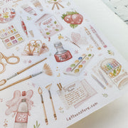 Premium Handmade Sticker Sheet The Art of Summer 105mm x 148mm - a sheet on the table 