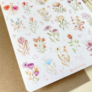 Premium Handmade Sticker Sheet Wild Flower 105mm x 148mm - a sheet on the table 