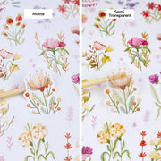 Premium Handmade Sticker Sheet Wild Flower 105mm x 148mm - 2 types of sheet on the table 