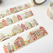Premium Handmade Washi Tape Amsterdam 15mm x 10m - 4 pieces and 3 washi tapes on the table