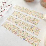 Premium Handmade Washi Tape Blooming Flower 15mm x 10m - 4 pieces and 2 washi tapes on the table with a dark maroon branch