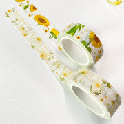 Premium Handmade Washi Tape Chamomile & Sunflower 15mm x 10m - 2 pieces and 2 washi tapes on the table 