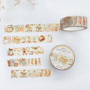 Premium Handmade Washi Tape Cozy Aesthetic 15mm x 10m - 2 washi tapes on the table with a flower branch
