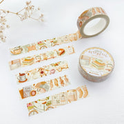 Premium Handmade Washi Tape Cozy Aesthetic 15mm x 10m - 2 washi tapes on the table with a flower branch
