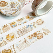 Premium Handmade Washi Tape Cozy Cafe 15mm x 10m - 2 washi tapes on the table