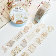 Premium Handmade Washi Tape Dark Light Academia 15mm x 10m - 3 pieces and 3 washi tapes on the table with a pink flower branch and chapter sheet