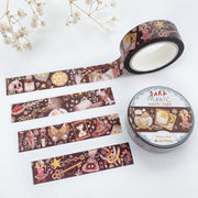Premium Handmade Washi Tape Dark Magic 15mm x 10m - 2 washi tapes on the table with a flower branch