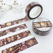 Premium Handmade Washi Tape Dark Magic 15mm x 10m - 2 washi tapes on the table with a flower branch