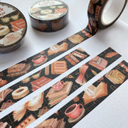 Premium Handmade Washi Tape Day & Night Reading 15mm x 10m - 4 pieces and 3 washi tapes on the table