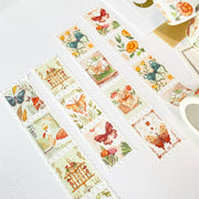 Premium Handmade Washi Tape Dreamy Stamp 25mm x 5m - 4 pieces and 3 washi tapes on the table