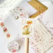 Premium Handmade Washi Tape Floral Stamps 25mm x 5m - a piece of washi tape
