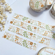 Premium Handmade Washi Tape Flower Grid 15mm x 10m - 4 pieces and 4 washi tapes on the table with a white flower branch