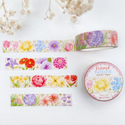 Premium Handmade Washi Tape Flower Passion 15mm x 10m - 2 washi tapes on the table with a white flower branch
