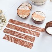 Premium Handmade Washi Tape Flower Pattern 15mm x 10m - 4 pieces and 4 washi tapes on the table with a white flower branch