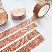 Premium Handmade Washi Tape Flower Pattern 15mm x 10m - 4 pieces and 4 washi tapes on the table 