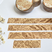 Premium Handmade Washi Tape Light Flower Pattern 15mm x 10m - 4 pieces and 3 washi tapes on the table with a white flower branch