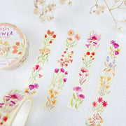 Premium Handmade Washi Tape Lovely Flower 15mm x 10m - 2 washi tapes on the table with a flower branch
