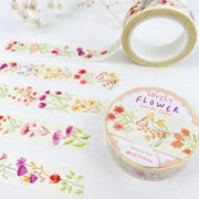 Premium Handmade Washi Tape Lovely Flower 15mm x 10m - 2 washi tapes on the table with a flower branch