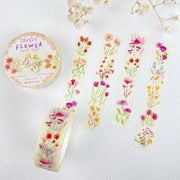 Premium Handmade Washi Tape Lovely Flower 15mm x 10m - 2 washi tapes on the table with a flower branch