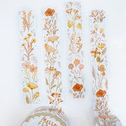 Premium Handmade Washi Tape Mellow Flower 15mm x 10m - 4 pieces and 2 washi tapes on the table