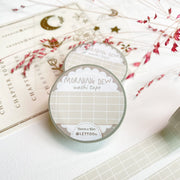 Premium Handmade Washi Tape Morning Dew 15mm x 10m - a pieceand 2 washi tapes on the table with a pink flower branch, a heading chapter