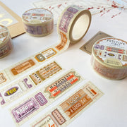 Premium Handmade Washi Tape Positive Vibes 15mm x 10m - 4 pieces and 4 washi tapes on the table with a dark maroon flower branch