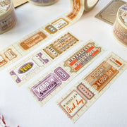 Premium Handmade Washi Tape Positive Vibes 15mm x 10m - 4 pieces and 4 washi tapes on the table with a dark maroon flower branch
