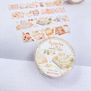 Premium Handmade Washi Tape Reading Time 15mm x 10m - a washi tapes and notebook on the table 