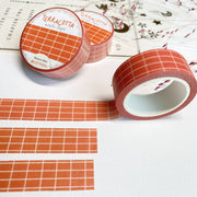 Premium Handmade Washi Tape Terracotta 15mm x 10m - 3 pieces and 3 washi tapes on the table with a pink flower branch, a heading chapter