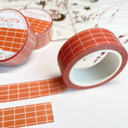 Premium Handmade Washi Tape Terracotta 15mm x 10m - 2 pieces and 3 washi tapes on the table with a pink flower branch